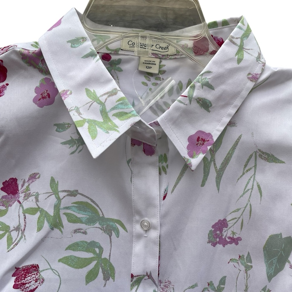 Coldwater Creek Petal Essence No-Iron Button Down Long Sleeve Shirt 12 Petite - Picture 4 of 12